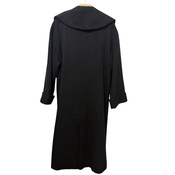 Vintage Christian Dior Loro Piana Black Lambswool Coat 60s Shawl Collar USA 14 - Picture 2 of 7